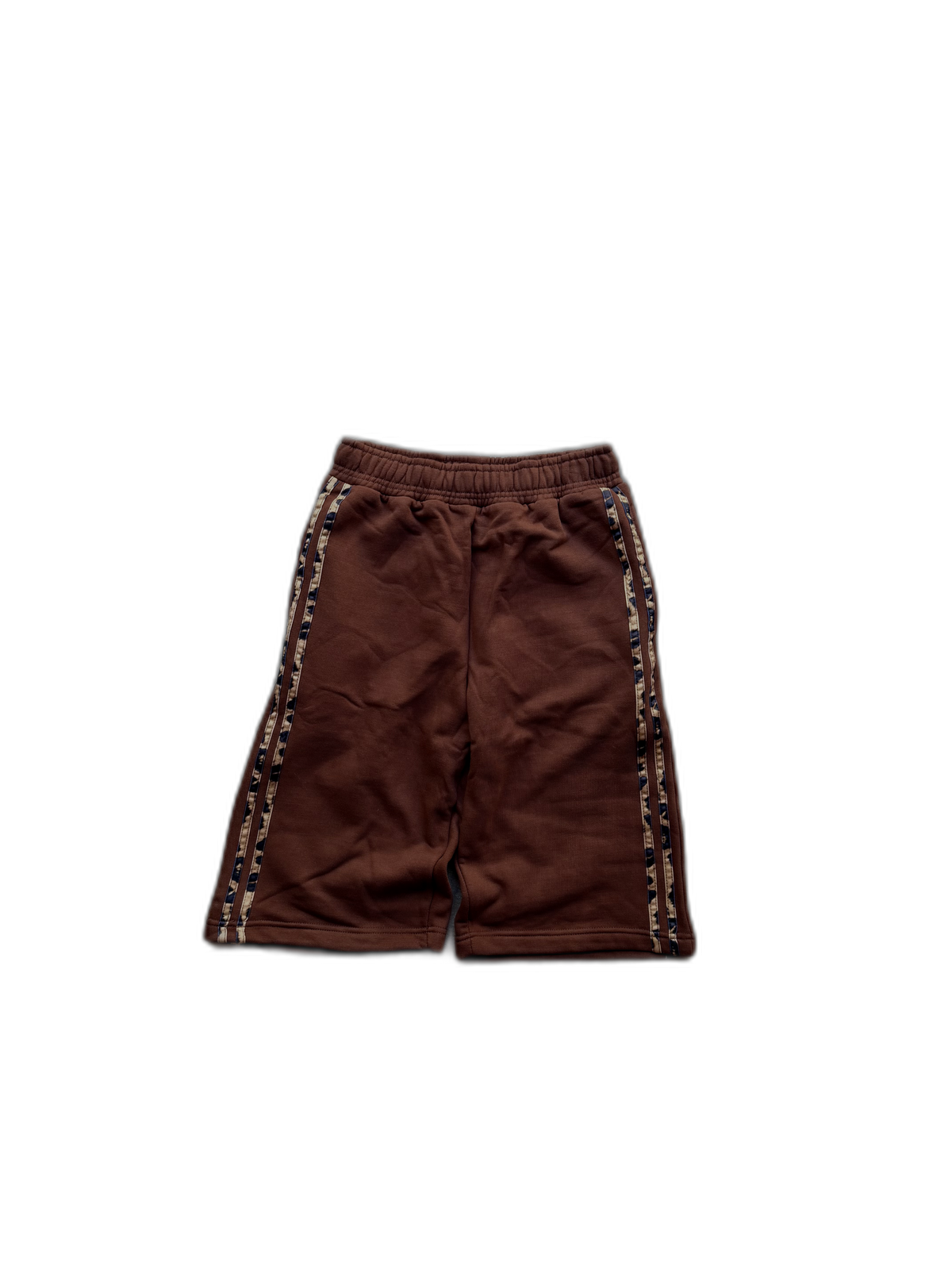 Brown Noire shorts with cheetah-trim side stripes